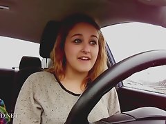 Babe in the car chats about the curse of big boobs