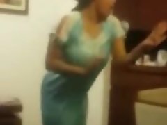 Indian or Arab girl with perfect tits dances and jumps