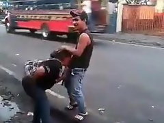 Colombian bitch making a blowjob in the middle of the road