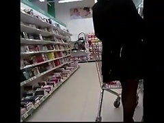 Cum on Skirt in supermarket