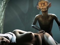 Gollum finds a slut in the forest and bangs her