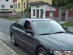 Old granny is picked up and pussy fucked