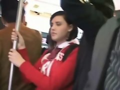 White Coed Fingered in Tokyo Public Bus!