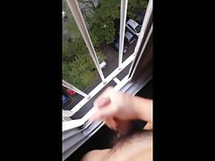 cumming in the window