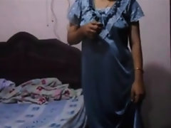 Indian Housegirl In blue Nighty